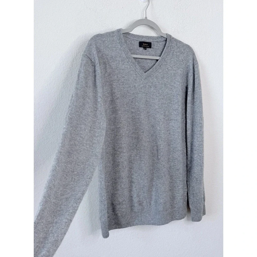 Quince 100% Mongolian Cashmere V-Neck Sweater Men's XL Gray Capsule Quiet Luxury